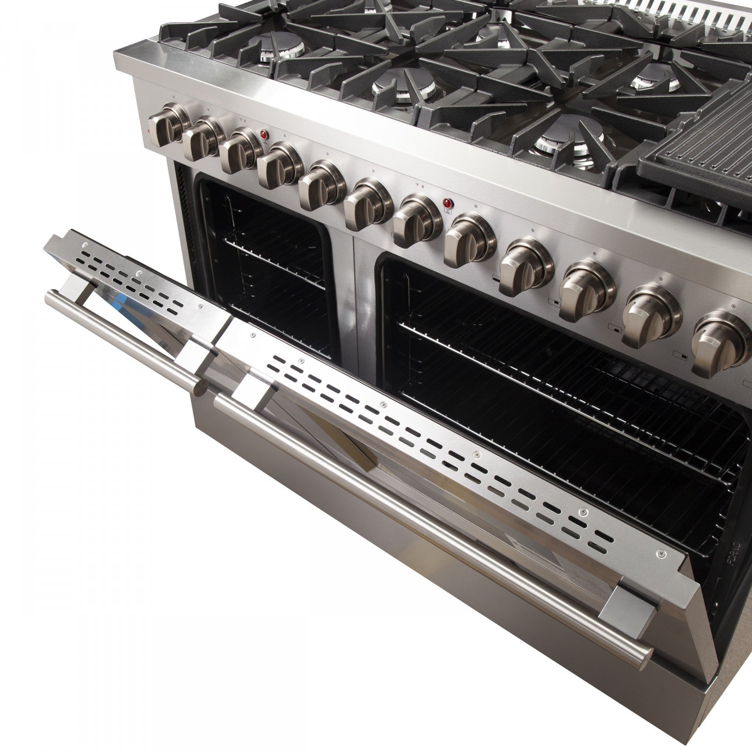Forno Premium Stainless Steel Kitchen Package with 48" Dual Fuel Range, 2 28" Convertible Refrigerator/Freezer and 48" Range Hood - FBDL-017-04CAUS
