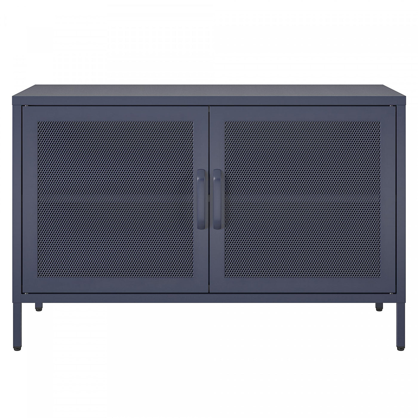 Channing Wide 2 Door Storage Cabinet with Mesh Metal - Navy