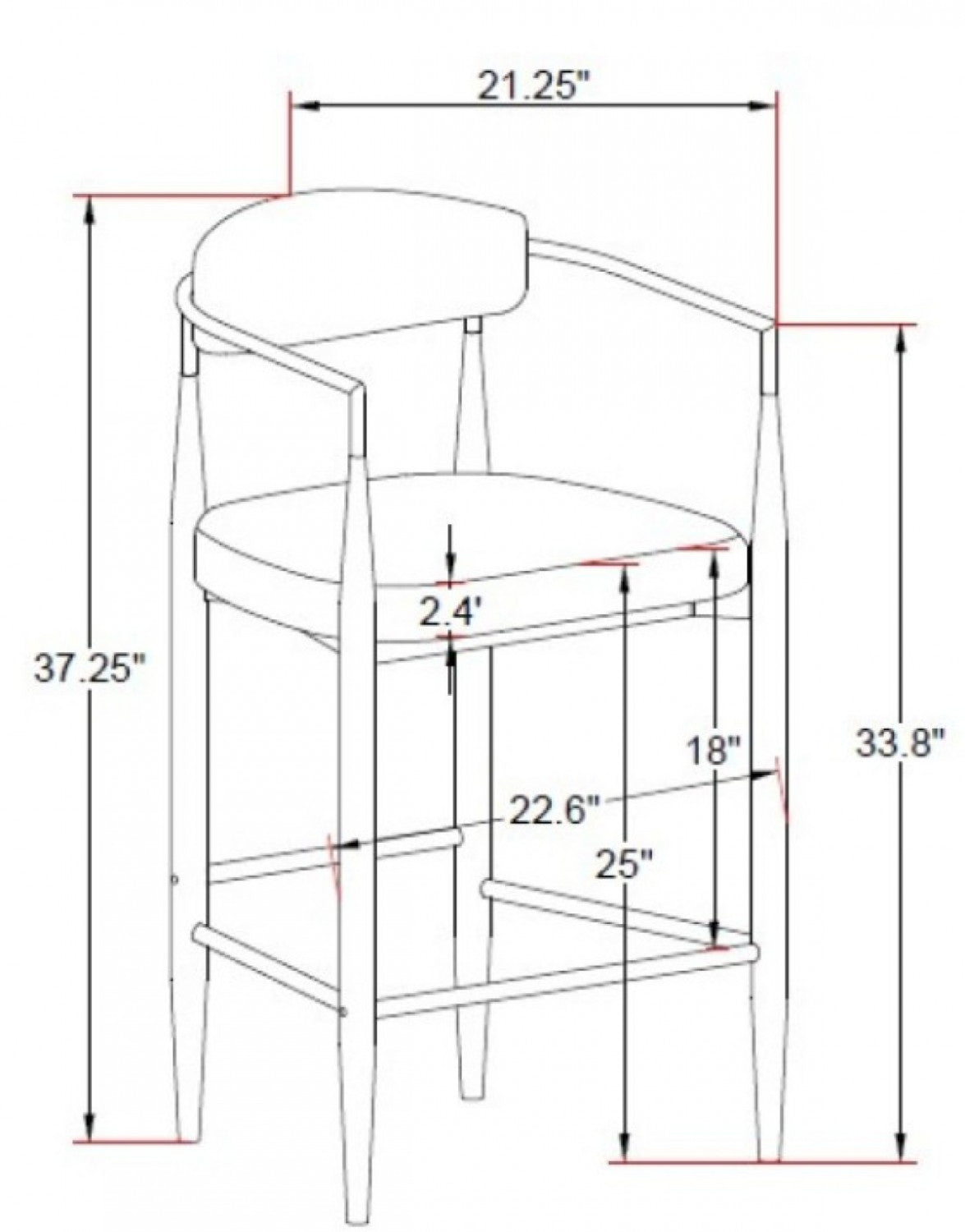 Mykos Bar Stool - Black - Set of Two