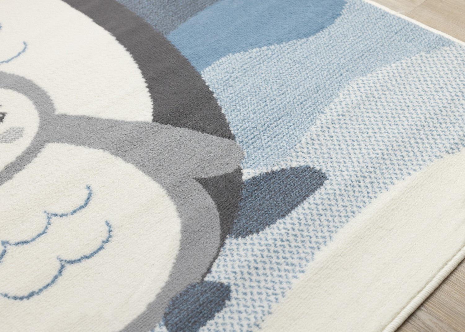 Kids Baby Penguin Area Rug - Grey Blue - 5' X 8'