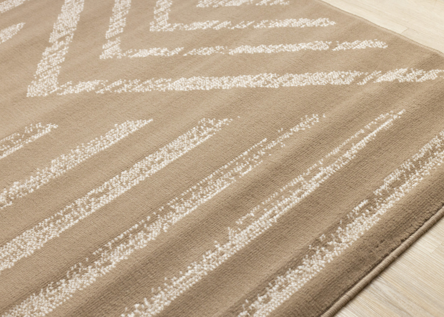 Functional Contemporary Lines Area Rug - Brown Cream - 7' X 10'