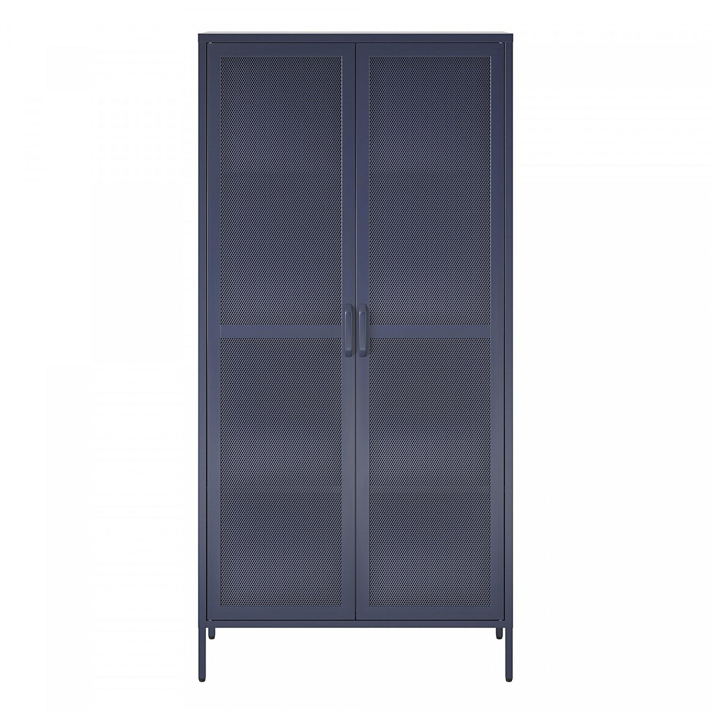 Channing Tall 2 Door Storage Cabinet with Mesh Metal - Navy