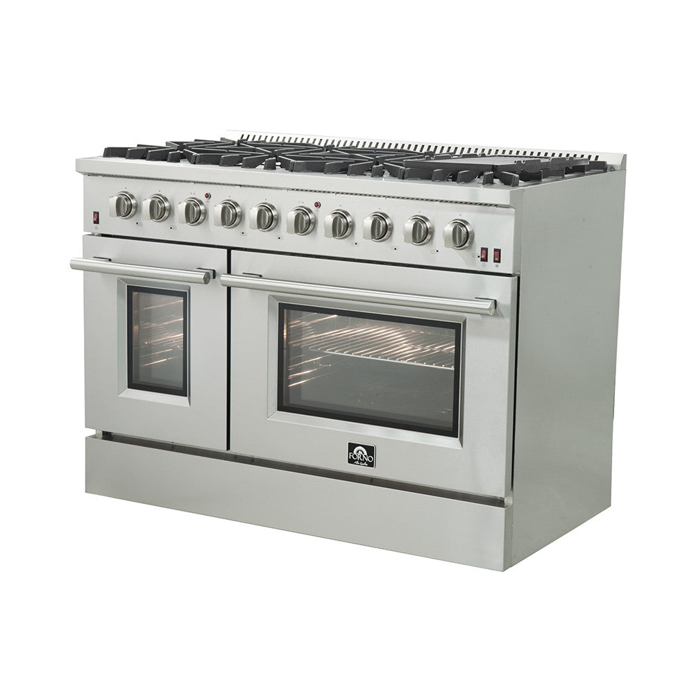 Forno Premium Stainless Steel Kitchen Package with 48" Gas Range and 56" Convertible Refrigerator/Freezer - FBDL-005-01CAUS