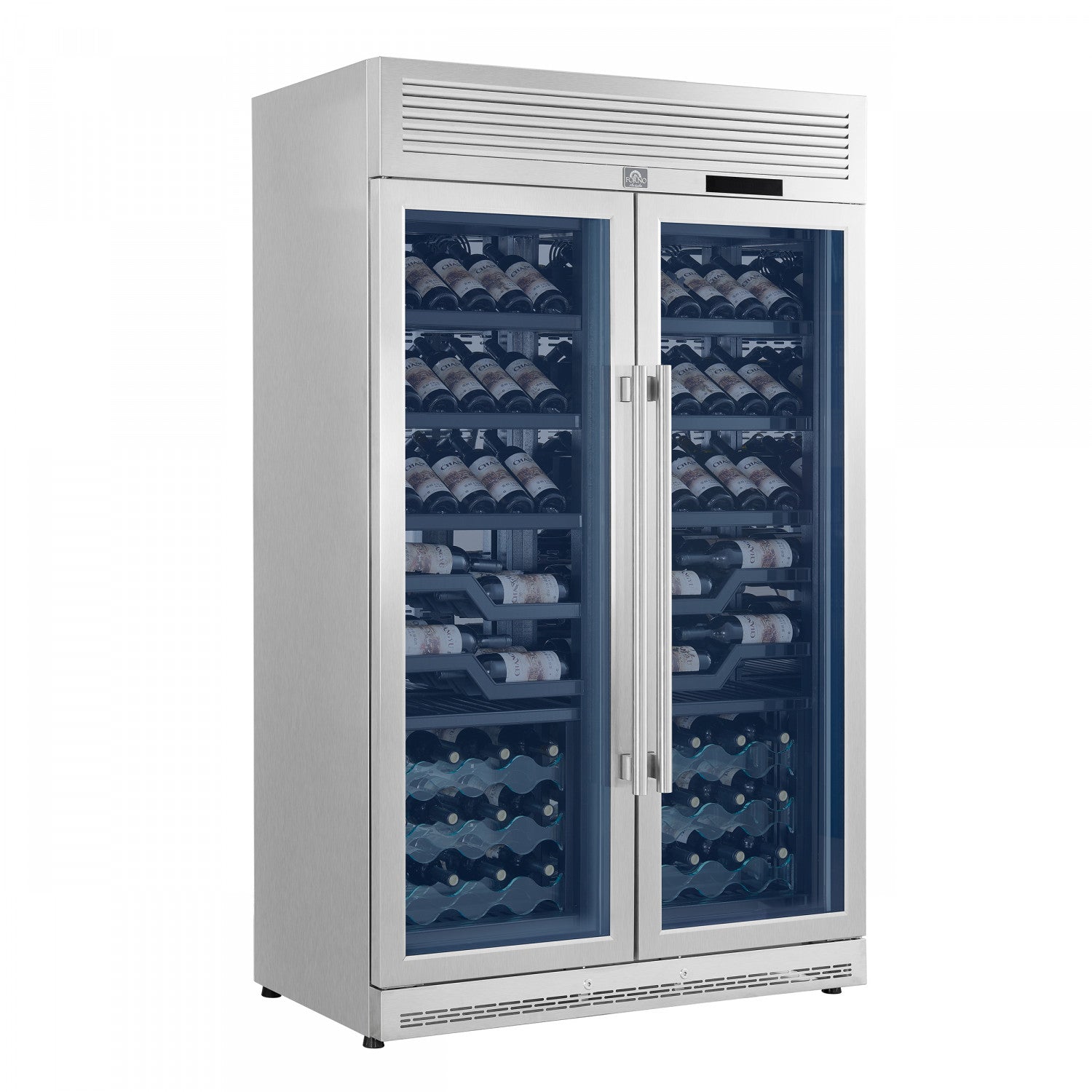 Forno Abruzzo 48" Stainless Steel 102 Bottle Dual Zone Wine Cellar with Green Holders (24 Cu. Ft.) - FWCDR6610-48S