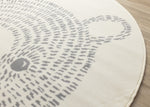 Kids Teddy Bear Area Rug - Cream Grey - 5' X 5' Round
