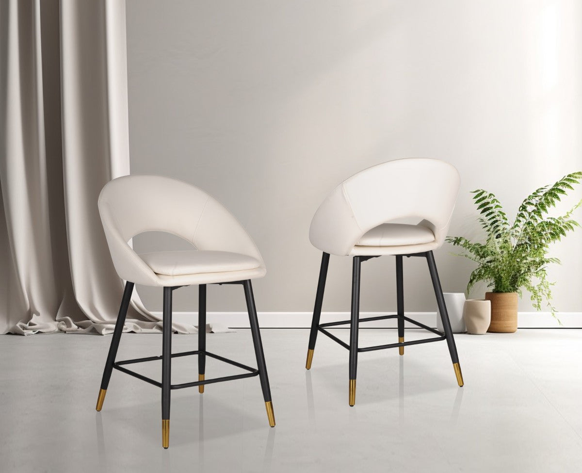 Mila Counter Stool - White/Black - Set of Two