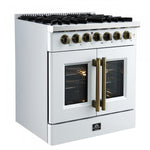 Forno Galiano 30" White French Door Dual Fuel Range With True Convection (4.32 Cu. Ft.) - FFSGS6356-30WHT