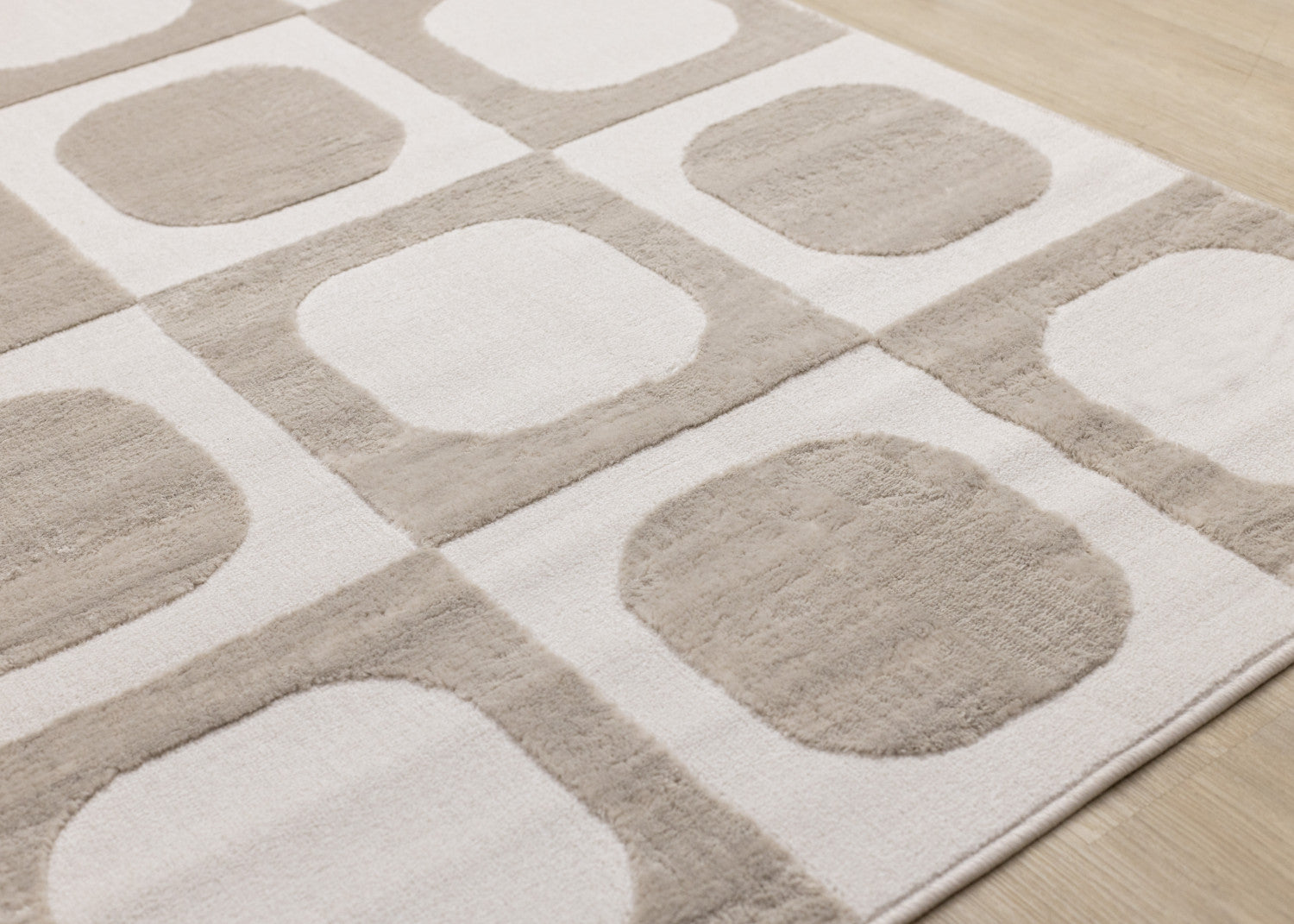 Logan Contemporary Modern Area Rug - Beige Cream - 5' X 8'