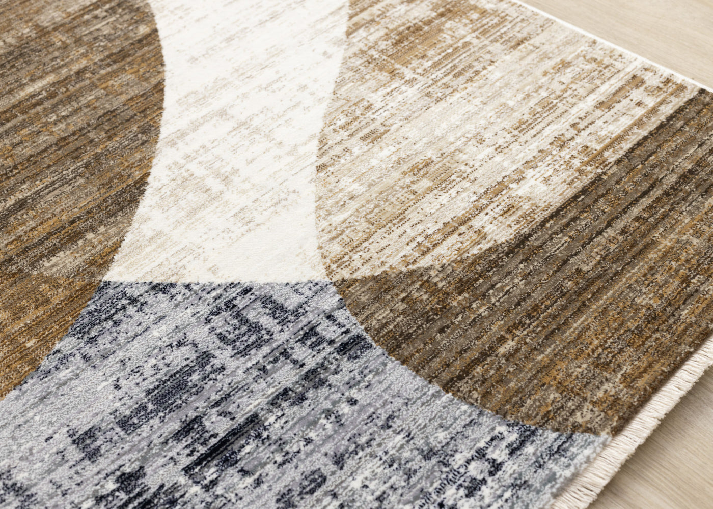 Sterling Modern Teardrop Area Rug - Brown Cream - 5' X 8'