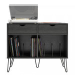 Concord Turntable Stand with Drawers - Black Oak
