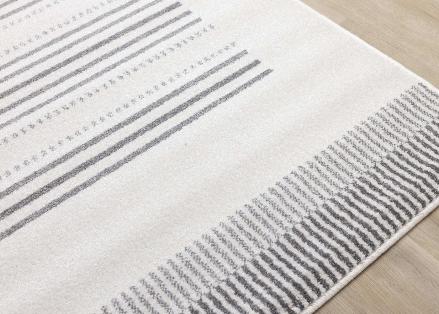 Claremont Sleek Modern Lines Area Rug - White Grey - 7' X 10'