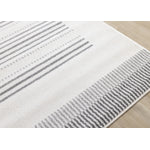 Claremont Sleek Modern Lines Area Rug - White Grey - 7' X 10'