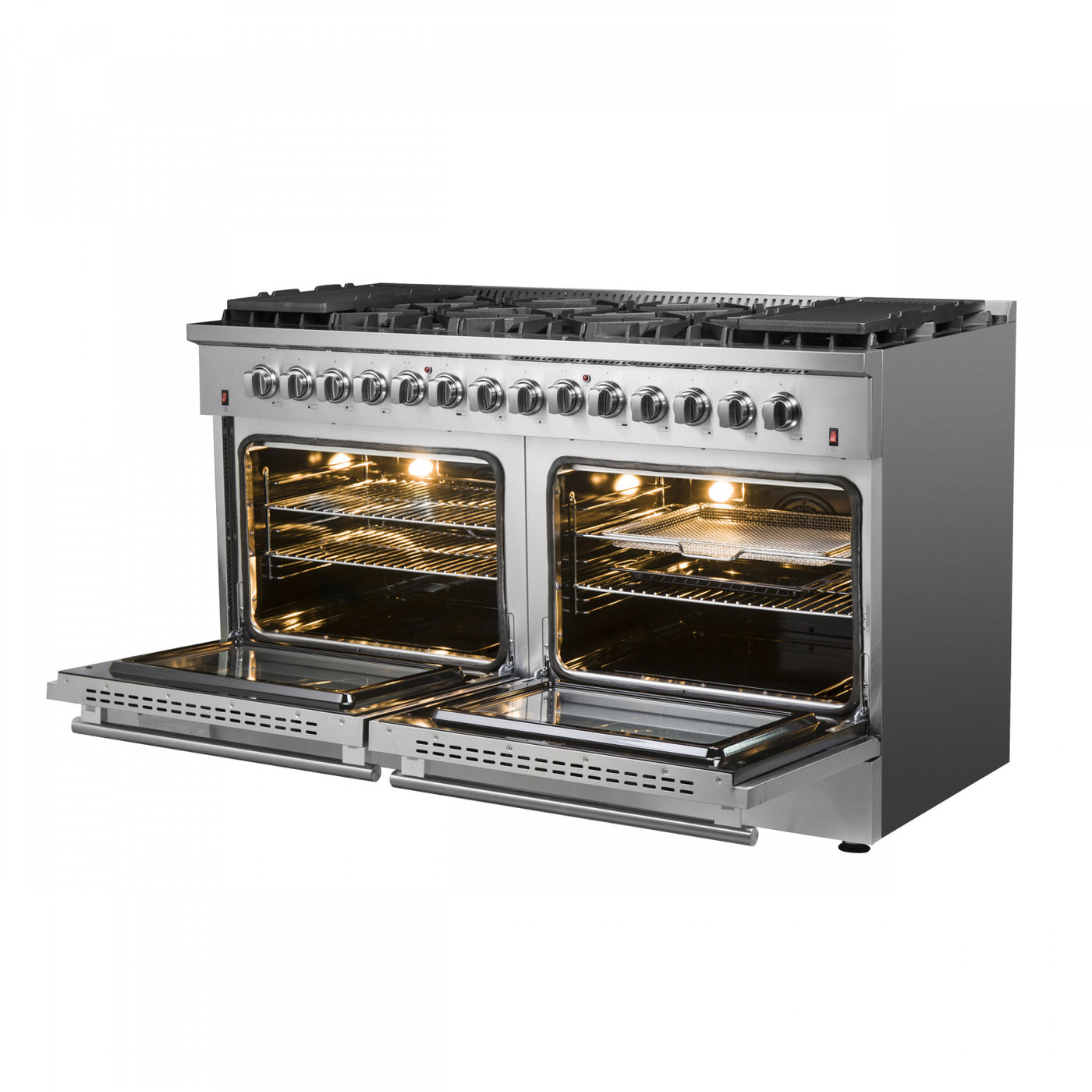Forno Galiano 60" Stainless Steel Freestanding Dual Fuel Double Oven Range With True Convection (8.64 Cu. Ft.) - FFSGS6156-60