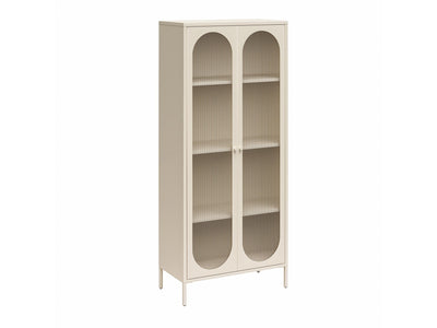 Luna Tall 2-Door Accent Cabinet with Fluted Glass - Parchment