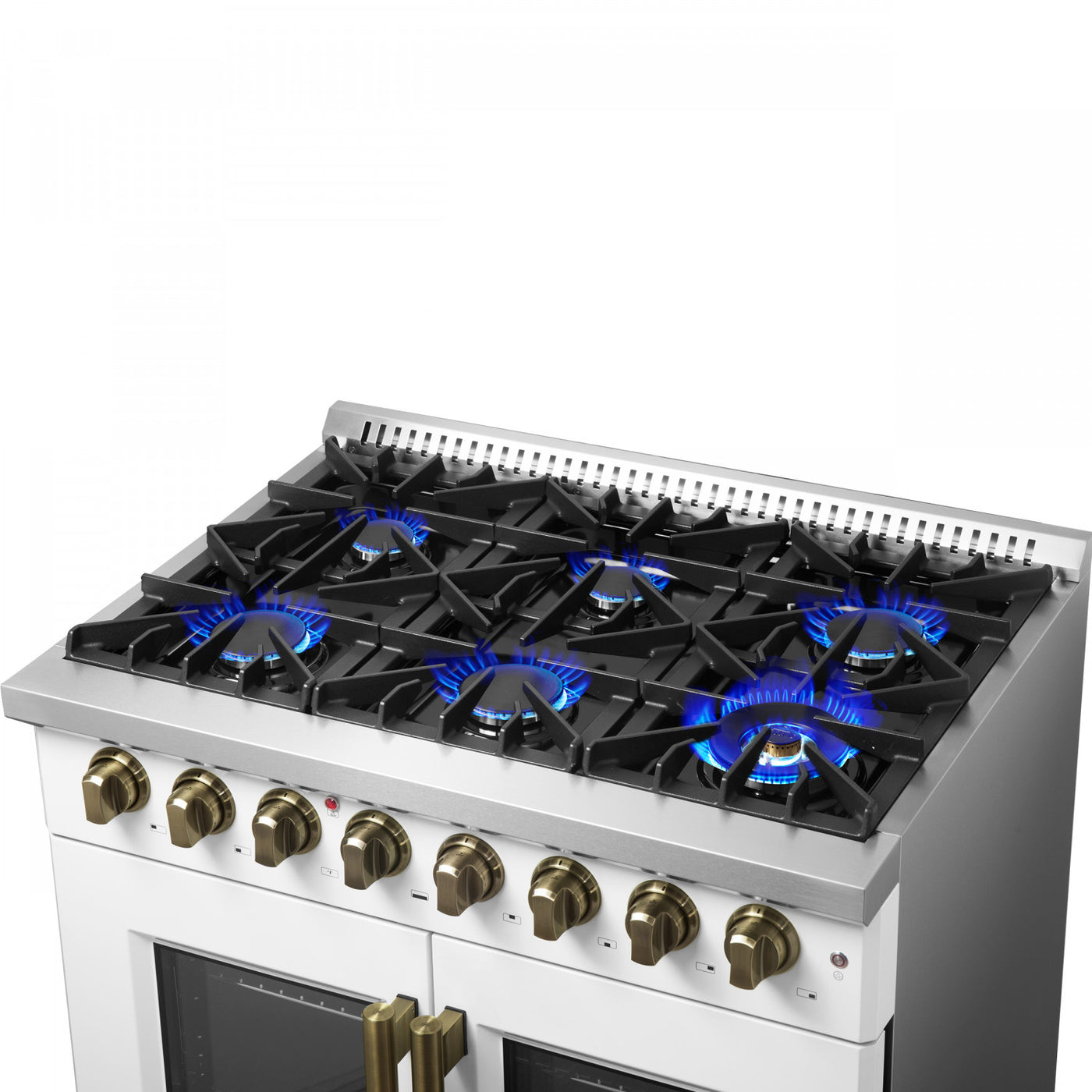 Forno Galiano 36" White French Door Dual Fuel Range with True Convection (5.36 Cu. Ft.) - FFSGS6356-36WHT