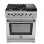 Forno Lazio Stainless Steel Dual Fuel Range With True Convection And Air Fry (4.32 Cu. Ft.) - FFSGS6196-30