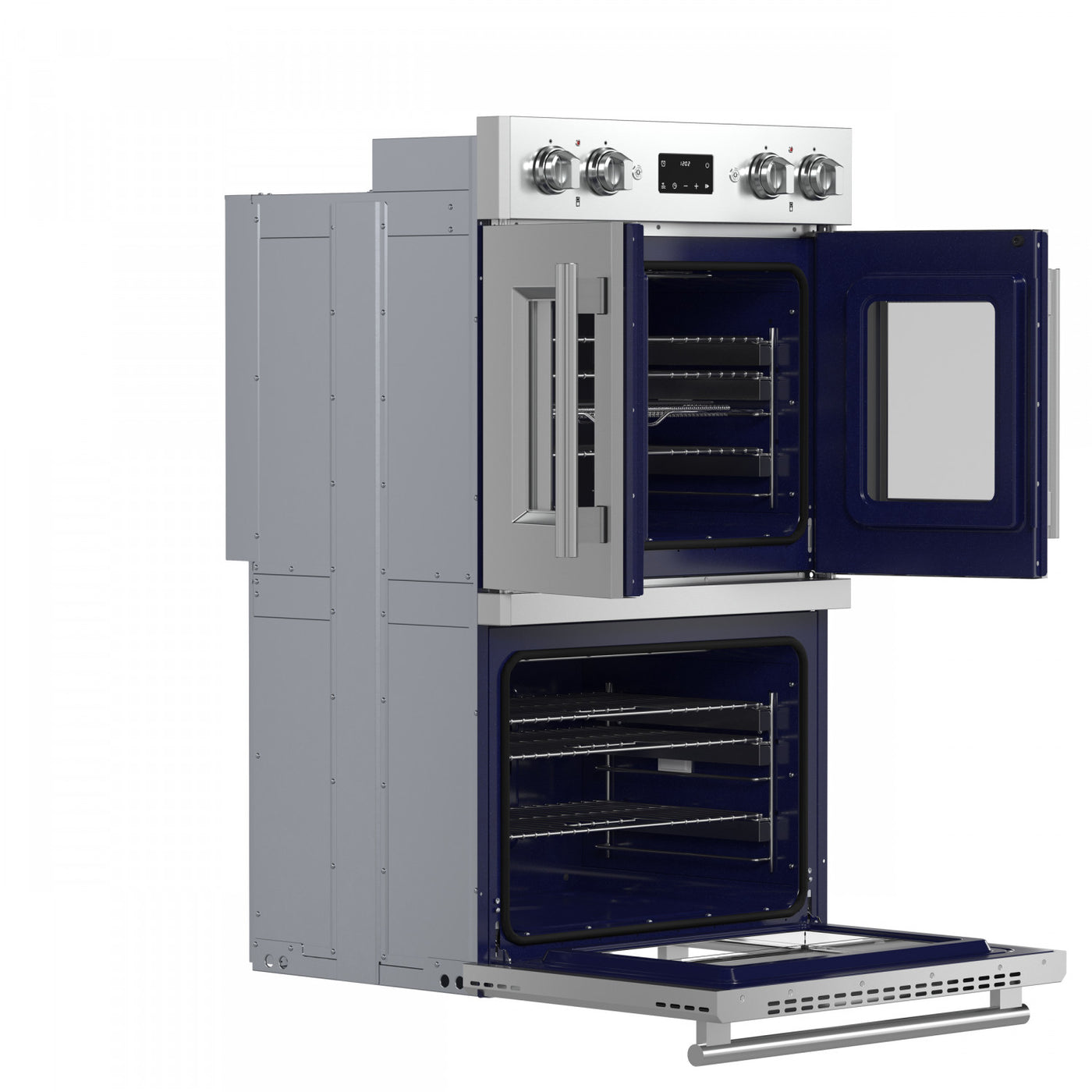 Forno Gallico Stainless Steel 30" French Door Double Wall Oven with Air Fry and Sous Vide (7.36 Cu. Ft.) - FBOEL1388-30