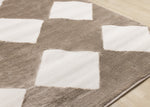 Logan Modern Diamonds Area Rug - Brown Cream - 5' X 8'