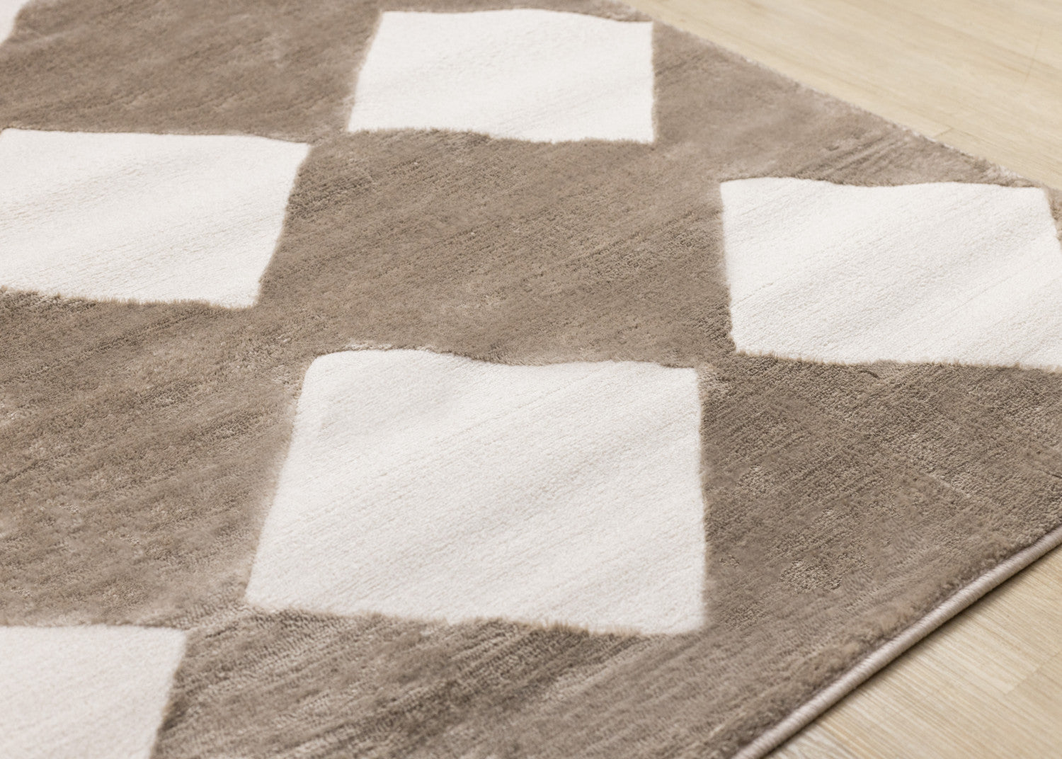 Logan Modern Diamonds Area Rug - Brown Cream - 5' X 8'