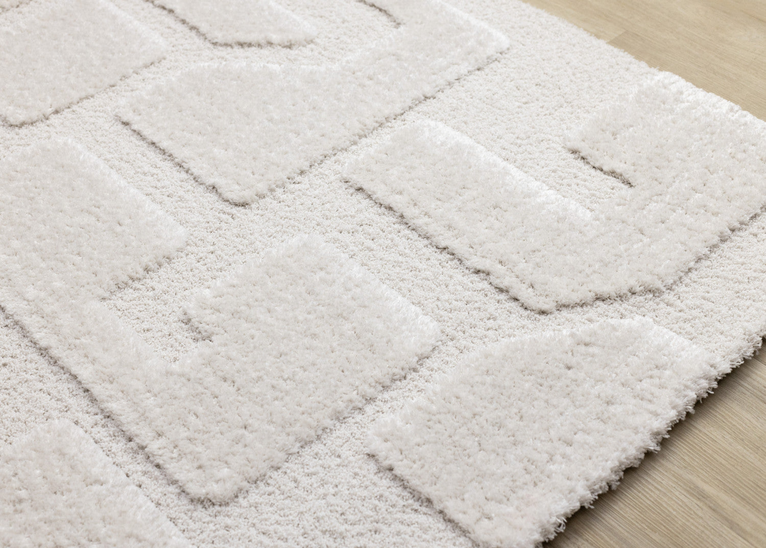 Luxury Plush Textured Shapes Area Rug - Cream - 5' X 8'