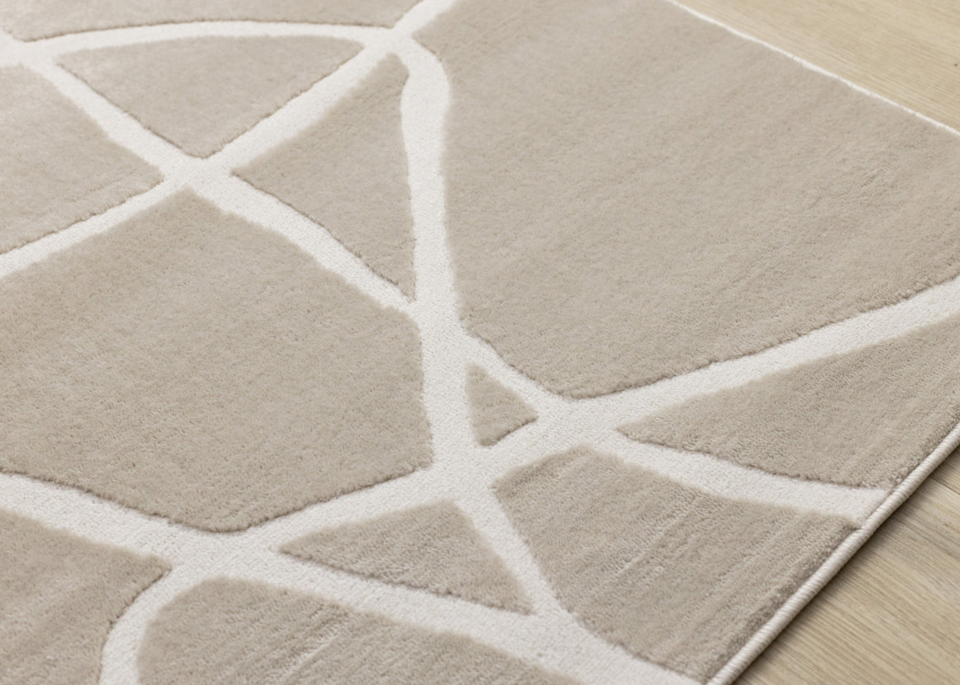 Logan Contemporary Swirls Area Rug - Beige Cream - 7' X 10'