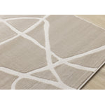 Logan Contemporary Swirls Area Rug - Beige Cream - 7' X 10'