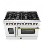 Forno Galiano 48" White French Door Freestanding Dual Fuel Double Oven Range (6.58 Cu. Ft.) - FFSGS6356-48WHT