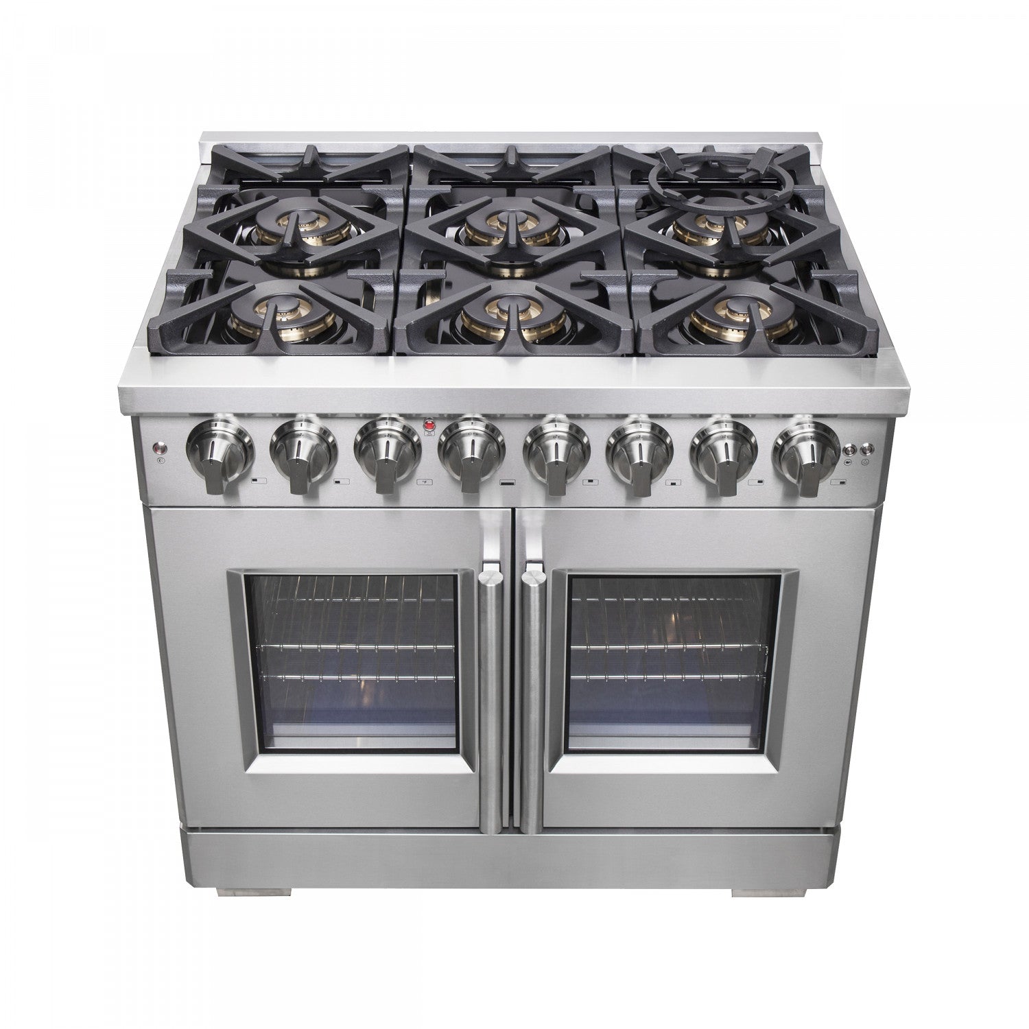 Forno Capriasca 36" Stainless Steel French Door Dual Fuel Range with True Convection (5.36 Cu. Ft.) - FFSGS6387-36