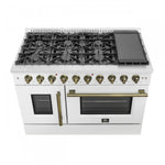 Forno Galiano 48" White Freestanding French Door Double Oven Gas Range (6.58 Cu. Ft.) - FFSGS6444-48WHT