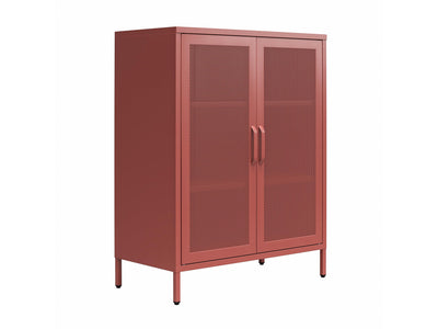 Channing 2 Door Storage Cabinet with Mesh Metal - Terracotta