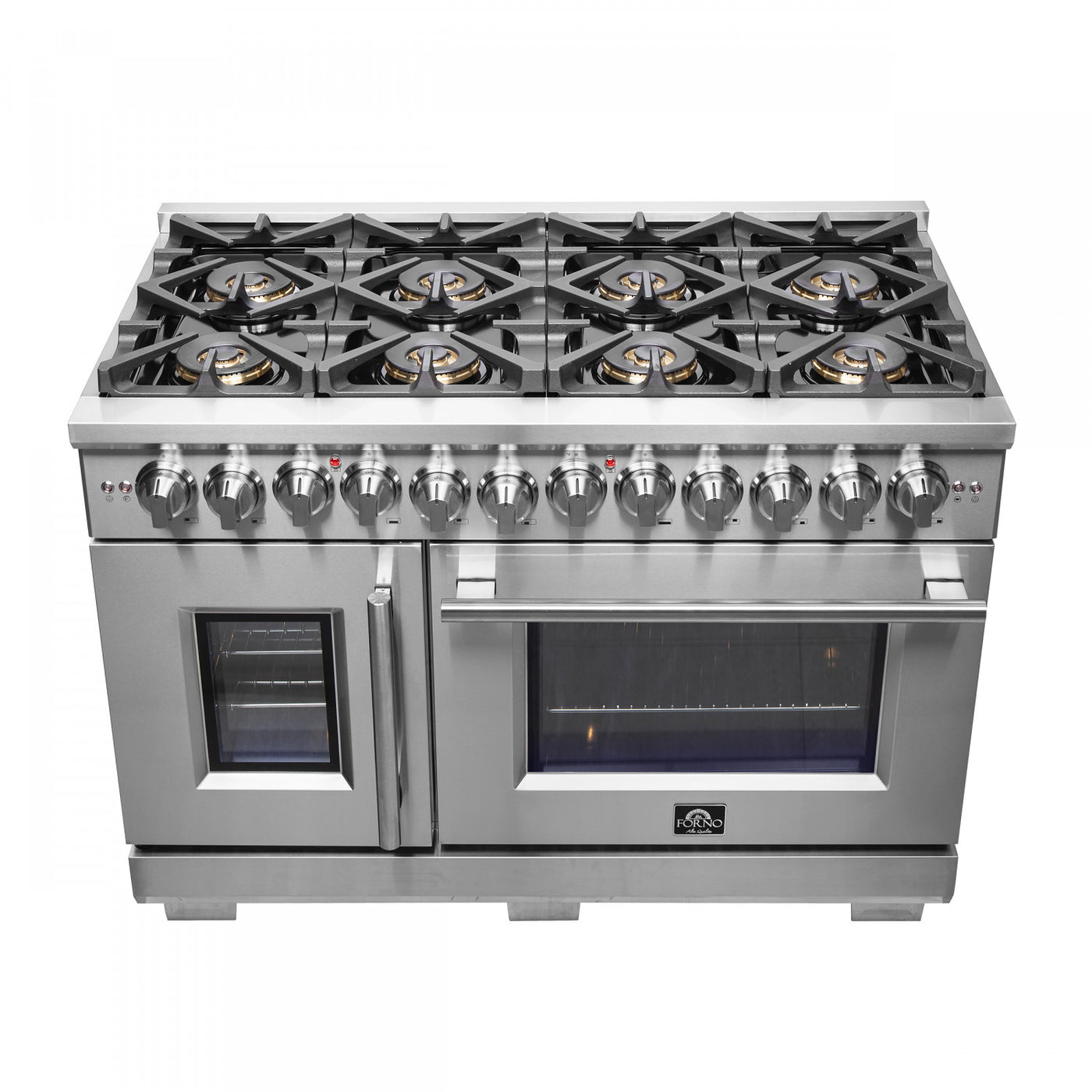 Forno Capriasca 48" Stainless Steel Freestanding Dual Fuel Double Oven Range with Air Fry (6.58 Cu. Ft.) - FFSGS6387-48