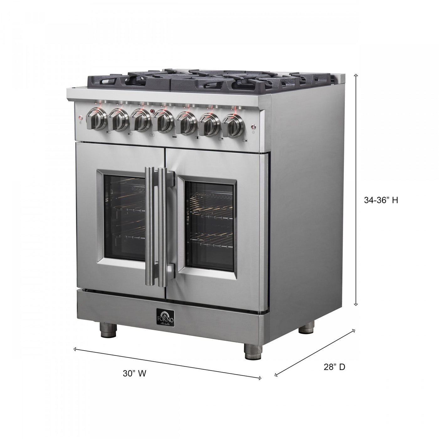Forno Massimo Stainless Steel French Door Dual Fuel Range with True Convection (4.32 Cu. Ft.) - FFSGS6325-30