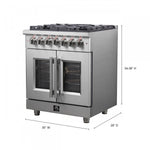 Forno Massimo 30" Stainless Steel French Door Dual Fuel Range with True Convection (4.32 Cu. Ft.) - FFSGS6325-30
