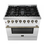 Forno Galiano 36" White Dual Fuel Range (5.36 Cu. Ft.) - FFSGS6156-36WHT