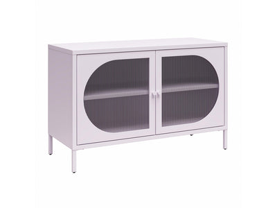 Luna Wide 2-Door Accent Cabinet with Fluted Glass - Lilac