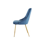 Peacock Velvet Dining Chair - Blue/Gold- Set of Two