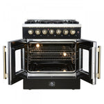 Forno Galiano 30" Black French Door Dual Fuel Range With True Convection (4.32 Cu. Ft.) - FFSGS6356-30BLK