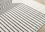 Functional Modern Soundwaves Area Rug - White Black - 5' X 8'