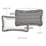 Selena III Ruffled King Sham - Black Check