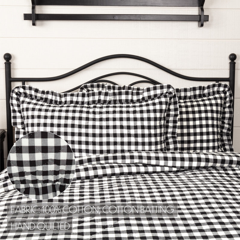 Selena III Ruffled King Sham - Black Check