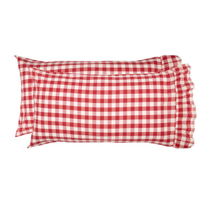 Selena III King Pillow Case - Red Check - Set of 2
