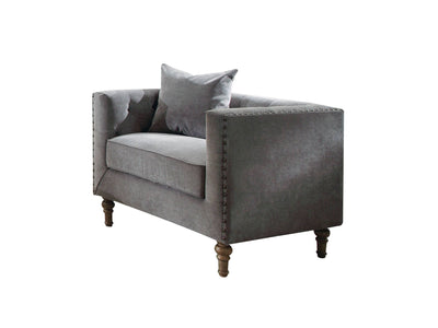 Nihei Velvet Accent Chair - Grey