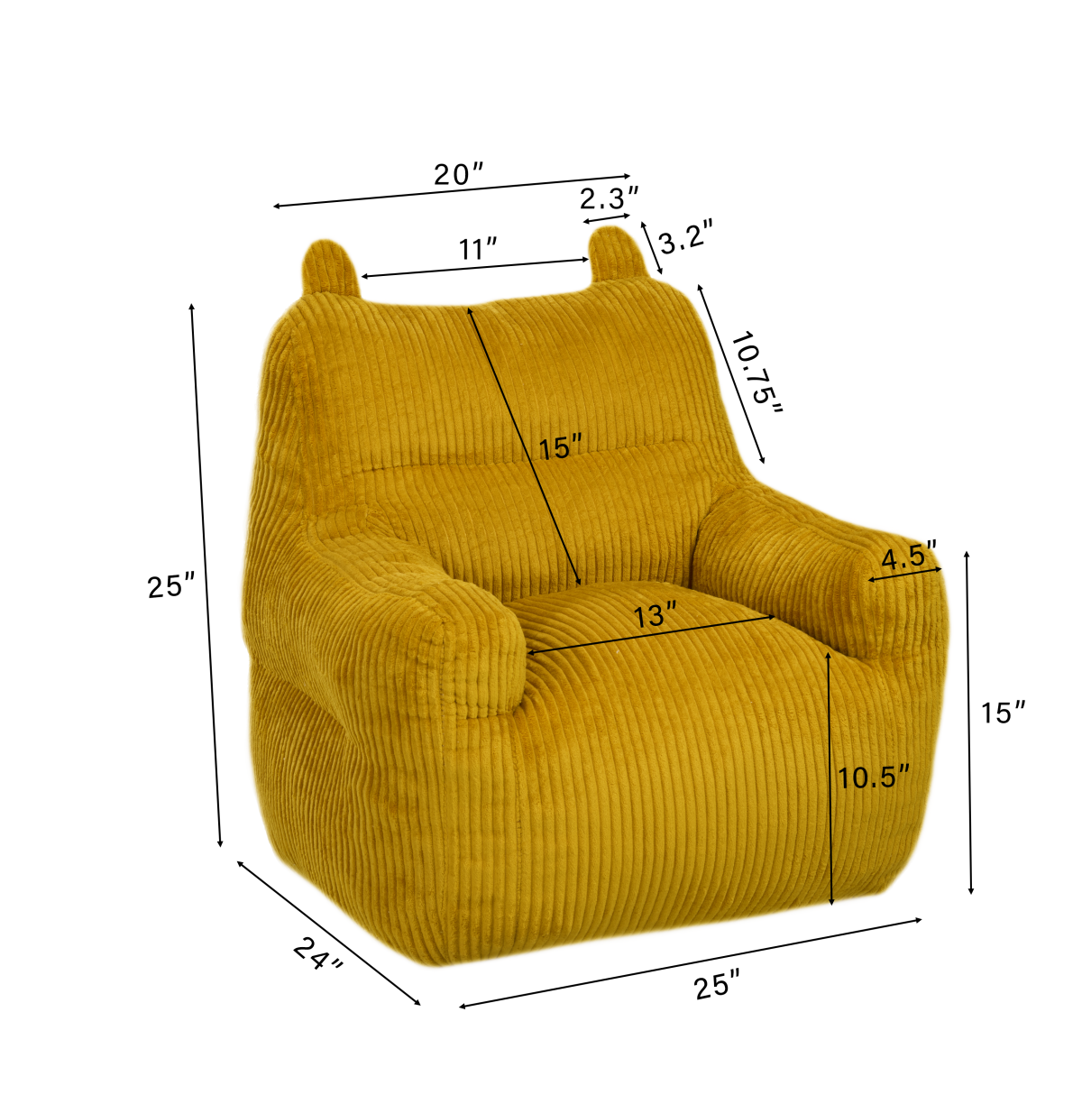 Parker - Kids Yellow All Foam Chair