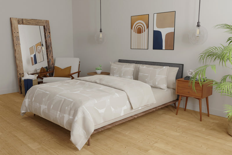 Midcentury Modern 7Piece King Set Bed in a Bag Beige Leon's