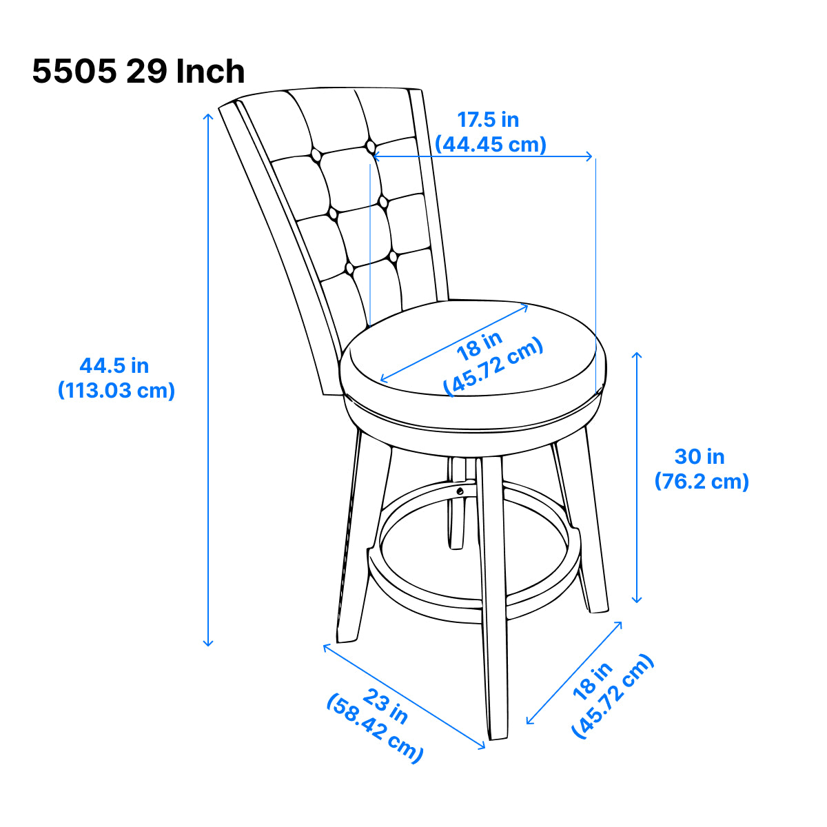 Medford Bar Stool - Black, Brown - Set of Two