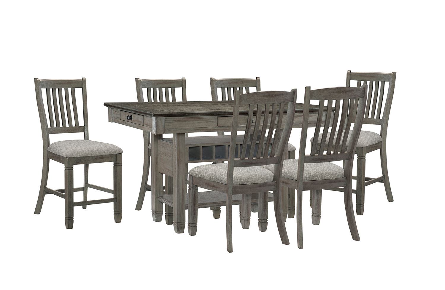 Harold Counter Height Dining Table - Grey, Antique