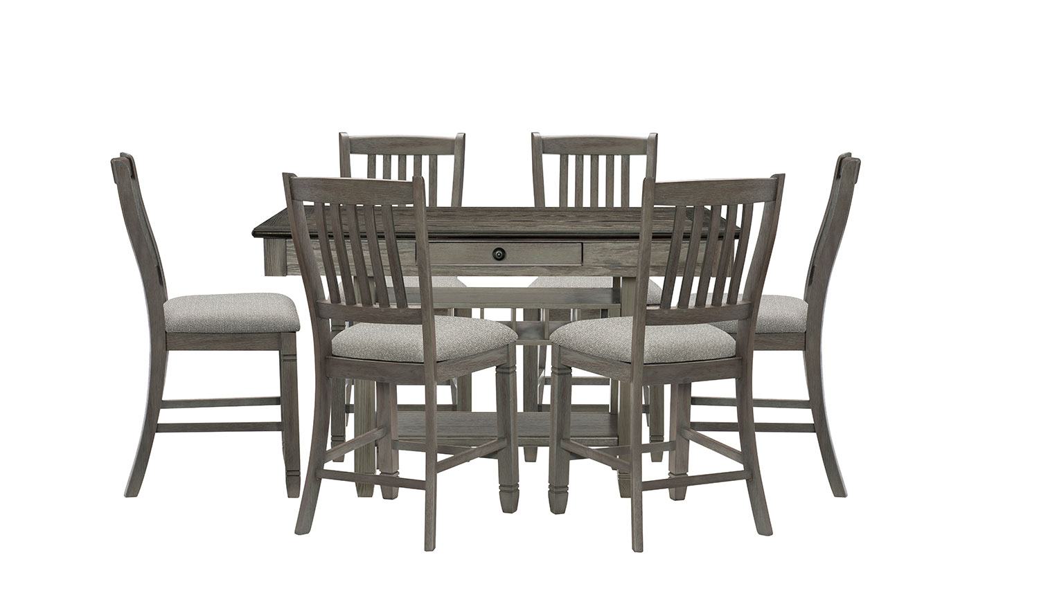 Harold Counter Height Dining Table - Grey, Antique