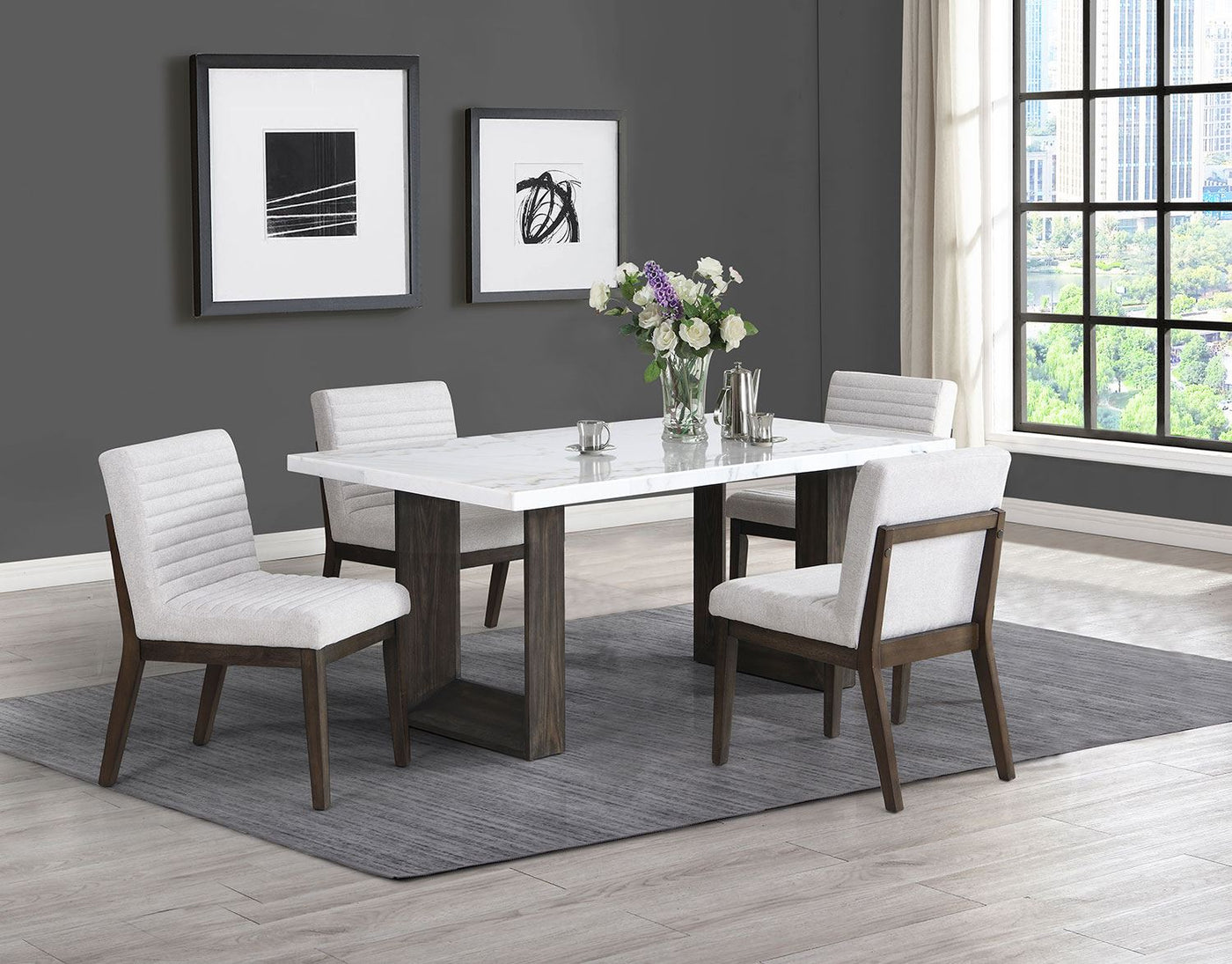 Maeve 5-Piece Dining Set - Beige, Espresso