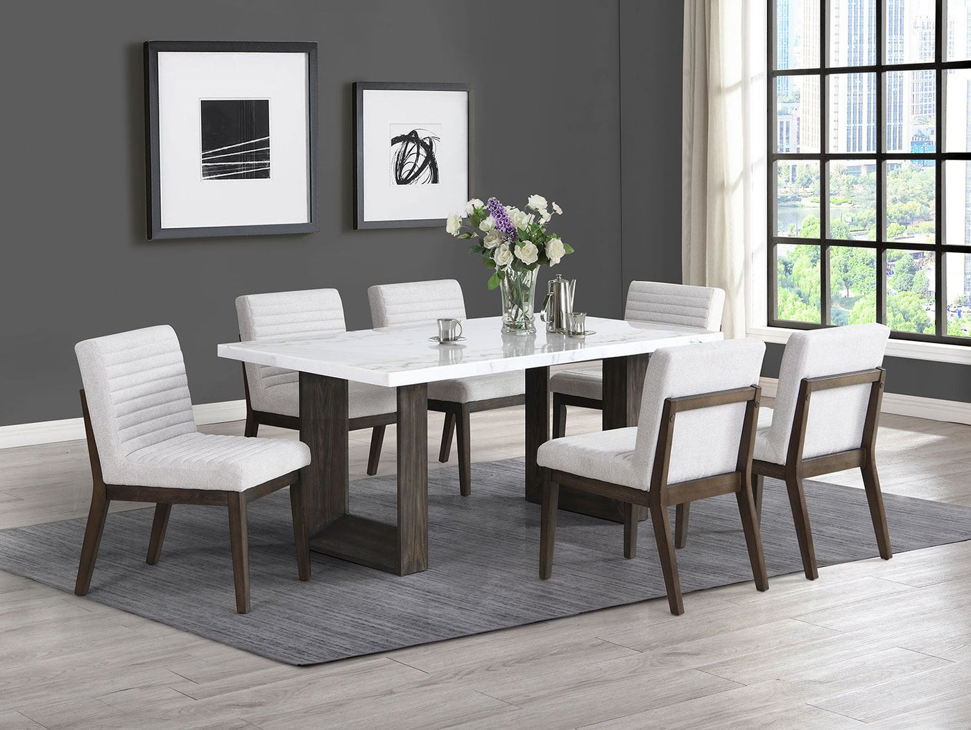 Maeve 7-Piece Dining Set - Beige, Espresso