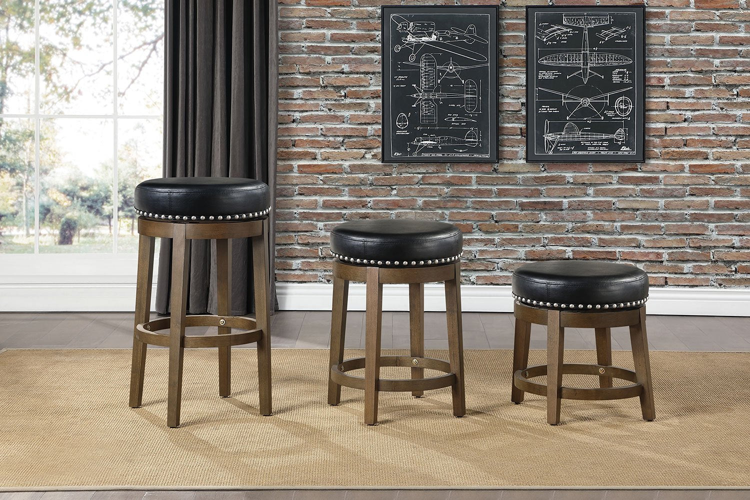 Westby Round Swivel Stool - Black